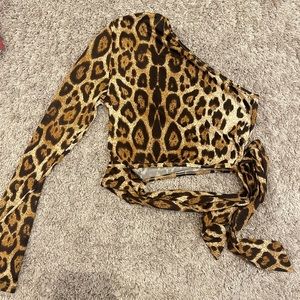 One Shoulder Cheetah Top